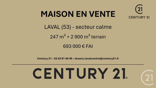 maison à vendre - 8 pièces - 247.0 m2 - LAVAL - 53 - PAYS-DE-LOIRE - Century 21 Dréano Immobilier